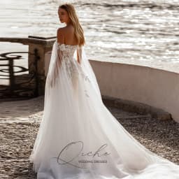 QICHE Sexy Lace Appliqued A-Line Tulle Wedding Dresses Off The Shoulder Open Back Strapless Pleat Vestidos De Novia Customized