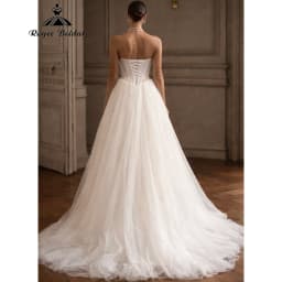 Roycebridal Vintage Tulle Wedding Dress Beaded Bodice Novias Vestidos Strapless Bridal Gowns A Line Chapel Train Customized