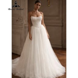 Roycebridal Vintage Tulle Wedding Dress Beaded Bodice Novias Vestidos Strapless Bridal Gowns A Line Chapel Train Customized