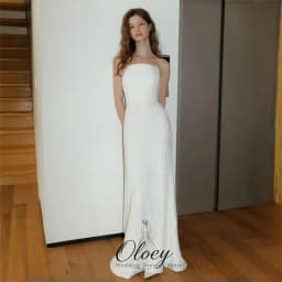 OLOEY Simple Strapless Korea Wedding Dress Photo Shoot Pleated A-Line Bridal Gown Customized Outdoor Wedding Dress 웨딩드레스
