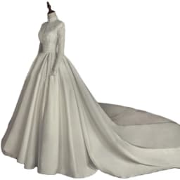 Long Sleeved Satin Wedding Dress With Lace Embroidery Nail Bead Embroidery Slim Fit Palace Style Long Tailed Dress Customized