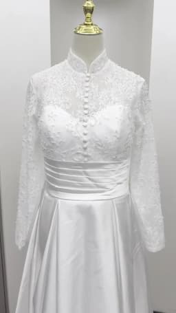 Long Sleeved Satin Wedding Dress With Lace Embroidery Nail Bead Embroidery Slim Fit Palace Style Long Tailed Dress Customized