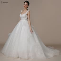BEPEITHY Customized Sweetheart Ivory Glitter Wedding Dresses For Bride Court Train Appliques Women A-line Lace Bridal Gown 2023