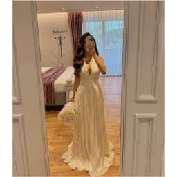 Rebecca Customized Elegant Halter Neck Pleated Wedding Dress Lace-Up vestidos de noche A-Line Floor-Length Formal Evening 2026