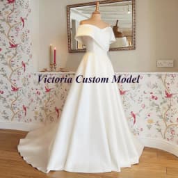 VIKTORIA Elegant Satin Wedding Dress For Woman Off Shoulder Buttons 2025 Bride A-LINE Pleat Vestido De Casamento Customized
