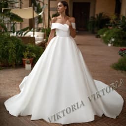 VIKTORIA Elegant Satin Wedding Dress For Woman Off Shoulder Buttons 2025 Bride A-LINE Pleat Vestido De Casamento Customized