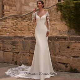 Sexy Sweetheart Long Sleeves Wedding Dress Customized Dreamy Appliques Tulle Bridal Gowns Modern Mermaid Jersey Vestido De Novia