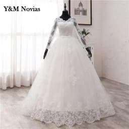 New Spring Lace Appliques Wedding Dress Long Sleeve Vestidos De Novia 2026 V-Neck Bride Wedding Gown Customized Plus Size