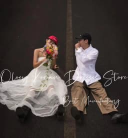 Oloey Korean Strapless Tiered Wedding Dress Customized Bride Dress 웨딩드레스 Sleeveless Photoshoot Tulle Wedding Gown Brida