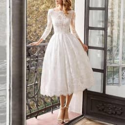 Customized Elegant 3/4 Sleeves A Line White Wedding Dresses for Bride Women Simple Tea Length Lace Romantic Boho Bridal Gowns