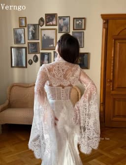 Verngo Luxury Lace Wedding Dress Full Sleeves Mermaid Bride Dress Elegant Pleated Bridal Gowns 2026 Customized
