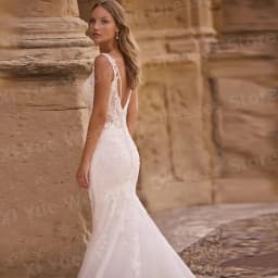 Gorgeous Mermaid Women's Lace Appliques Wedding Dresses Vestido De Novia Spaghetti Straps Bride Gowns Customized Robe De Mariée