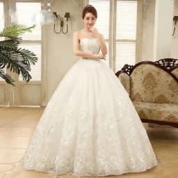 customized Cheap White Princess Wedding Dress Princess Vestidos De Novia Sequins Strapless Lace Plus size Bride Ball Gown XXN085