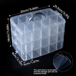 Stackable Organizer Box with Dividers 3-Tier Craft Storage Container for Art Supplies, Beads, Washi Tapes, Jewelry Accessories