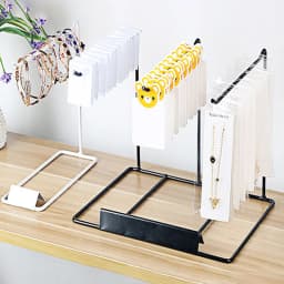 Earring Necklace Ring Jewelry Metal Display Stands White Black Organizer Holders Exhibitor Store Decor Desktop Storage Holder