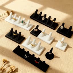High-quality Velvet Or PU Leather Jwelry Display Stand Ring Storage Display Stand Jewelry Store Counter Display Stand For Rings