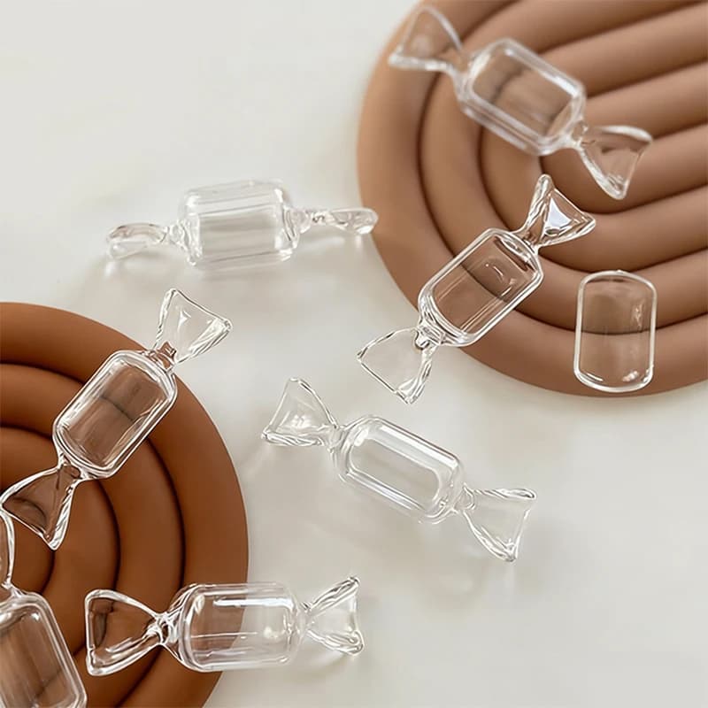 10Pcs Creative Transparent Candy Shape Mini Plastic Box Rings Earrings Jewelry Box Jewellery Storage Boxes Organizer Box Gift