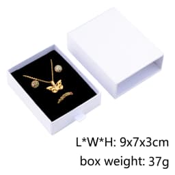 Chanfar 10pcs/Lot Cardboard Sliding Drawer Ring Necklace Jewelry Gift Packaging Box With Ribbon Rope Black Kraft Cotton Filled