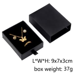 Chanfar 10pcs/Lot Cardboard Sliding Drawer Ring Necklace Jewelry Gift Packaging Box With Ribbon Rope Black Kraft Cotton Filled