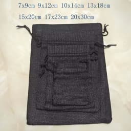 Black Jute Drawstring Bags Cotton Linen Jewelry Pouches for Wedding Christmas Packaging Burlap Gift Bags 50-1000 PCs/Lot