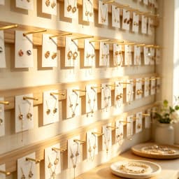 Jewelry Wood Wall Hanger Display Stand Gold Silver Hook Up Earring Necklace Organizer Storage Holder Shop Wall-mounted Decor