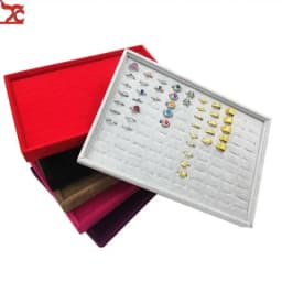 35X24X3Cm Flannel Jewelry Tray 100 Digit Ring Display Storage Jewelry Display Props Ring Trays Dedicated Dustproof Plastic Cover