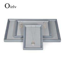 Oirlv Beige/Grey Jewelry Display Trays Linen/Velvet-Lined – Ideal for Showcasing Necklaces/Bracelets To Retail Jeweler or Home