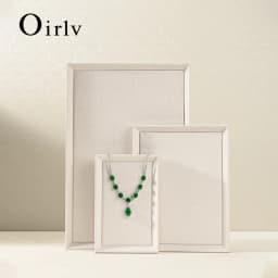 Oirlv Beige/Grey Jewelry Display Trays Linen/Velvet-Lined – Ideal for Showcasing Necklaces/Bracelets To Retail Jeweler or Home