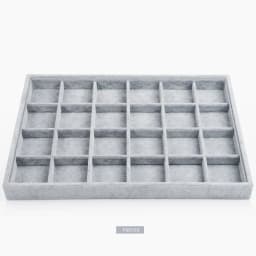 Oirlv 24 Grid Ice Velvet Jewelry Drawer Organizer Tray Stackable Jewelry Tray for Ring Earring Necklace Bracelet Storage Display