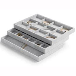 Oirlv 24 Grid Ice Velvet Jewelry Drawer Organizer Tray Stackable Jewelry Tray for Ring Earring Necklace Bracelet Storage Display