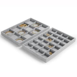 Oirlv 24 Grid Ice Velvet Jewelry Drawer Organizer Tray Stackable Jewelry Tray for Ring Earring Necklace Bracelet Storage Display