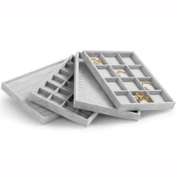 Oirlv 24 Grid Ice Velvet Jewelry Drawer Organizer Tray Stackable Jewelry Tray for Ring Earring Necklace Bracelet Storage Display