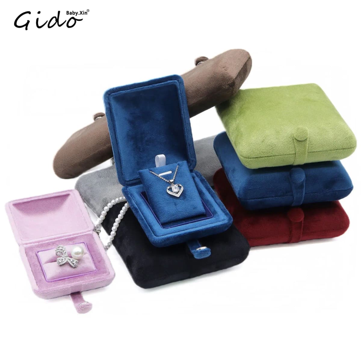 Luxury Velvet Jewelry Gift Box Premium Ring Earring Pendant Display Case Travel Bracelet Organizer Storage for Ladies Birthday