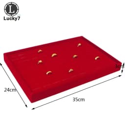 Red Velvet Jewelry Display Tray Jewellery Storage Box Necklace Earrings Pendant Stud Organizer Other Accessories Show Case