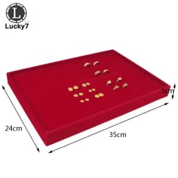 Red Velvet Jewelry Display Tray Jewellery Storage Box Necklace Earrings Pendant Stud Organizer Other Accessories Show Case