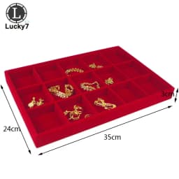 Red Velvet Jewelry Display Tray Jewellery Storage Box Necklace Earrings Pendant Stud Organizer Other Accessories Show Case