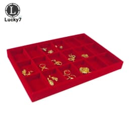 Red Velvet Jewelry Display Tray Jewellery Storage Box Necklace Earrings Pendant Stud Organizer Other Accessories Show Case