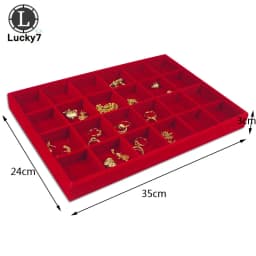 Red Velvet Jewelry Display Tray Jewellery Storage Box Necklace Earrings Pendant Stud Organizer Other Accessories Show Case