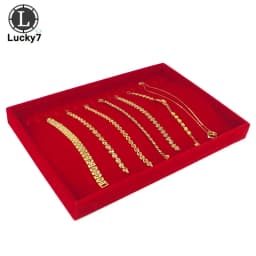 Red Velvet Jewelry Display Tray Jewellery Storage Box Necklace Earrings Pendant Stud Organizer Other Accessories Show Case