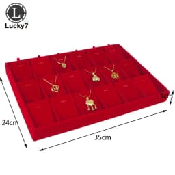 Red Velvet Jewelry Display Tray Jewellery Storage Box Necklace Earrings Pendant Stud Organizer Other Accessories Show Case