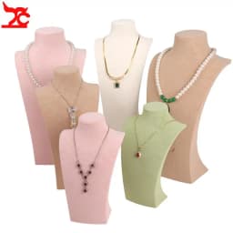 Beautiful Printed Leather Portrait Pearl Necklace Pendant Display Stand Neck Model Jewelry Showcase Counter Display Props