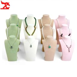 Beautiful Printed Leather Portrait Pearl Necklace Pendant Display Stand Neck Model Jewelry Showcase Counter Display Props