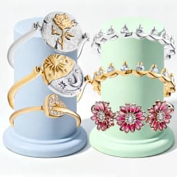 2026 New 925 Silver Sparkling Heart Shaped Rose Sun Moon Women's Seal Ring Display Tool DIY Exquisite Charm Jewelry Gift