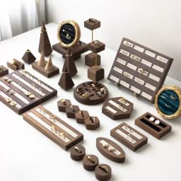 Walnut Wood Jewelry Display Stand Vintage Ring Earring Display Tray Velvet Lining for Jewelry Photography Shop Counter Display