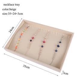 Beige Jewellery Organizer Storage Box Watch Holder Necklaces Rings Earrings Pendants For Women Stand Series Velvet Jewelry Tray