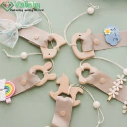Cute Wooden Animal Baby Hair Clips Hanging Holder Princess Girl Hairpin Headband Storage Pendant Jewelry Organizer Wall Ornament