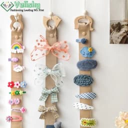 Cute Wooden Animal Baby Hair Clips Hanging Holder Princess Girl Hairpin Headband Storage Pendant Jewelry Organizer Wall Ornament