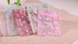 10pcs/lot Organza Gift Bag Flower Multi Color Printing Drawstring Pouches Party Packaging Gift Candy Jewelry Bag