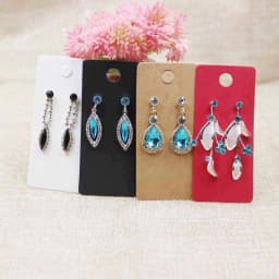 100pcs 4*9cm Kraft/Black /Hot Pink/White Paper Blank Jewelry Display Card Cardboard Earring Package Hang Tag Card