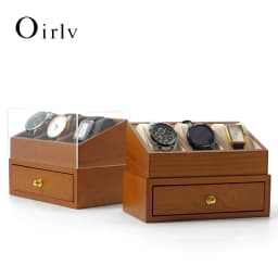 Oirlv 3 Grids Solid Wood Watch Box For Ring Necklace Watch Holder Storage Case With Drawer Jewelry Organizer Box Watch Display